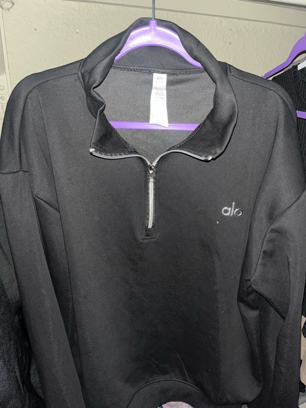 ALO Yoga Black Quarter-Zip Sweater